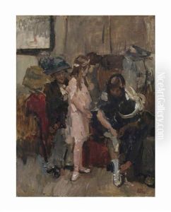 In The Dressing Room Of The Ballet School, London by Isaac Lazarus Israels