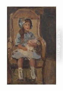 Girl In Blue With A Doll by Isaac Lazarus Israels
