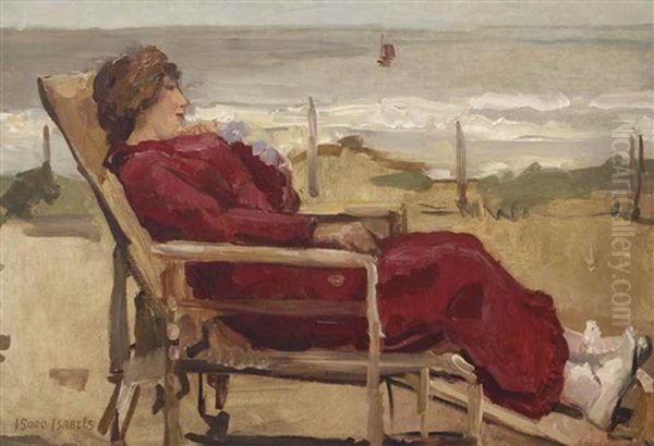 A Lady In Red In A Beachchair, Scheveningen - view 1