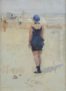 Aan Het Strand: A Sunny Day On The Beach Of Viareggio, Italy by Isaac Lazarus Israels