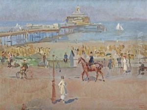 A View Of The Scheveningen Boulevard With The Wandelhoofd Wilhelmina In The Distance by Isaac Lazarus Israels