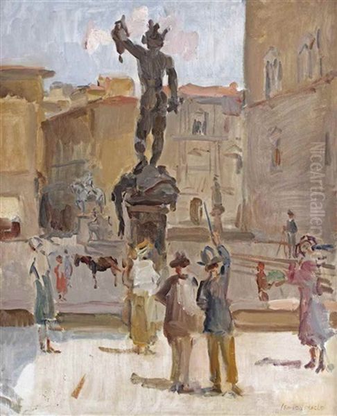 Ancient Beauty: Visitors At The Piazza Della Signoria, Florence - view 1