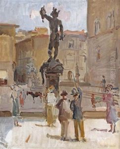 Ancient Beauty: Visitors At The Piazza Della Signoria, Florence by Isaac Lazarus Israels