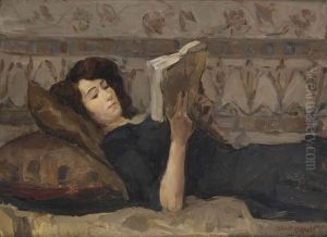 Girl Reading On A Sofa by Isaac Lazarus Israels