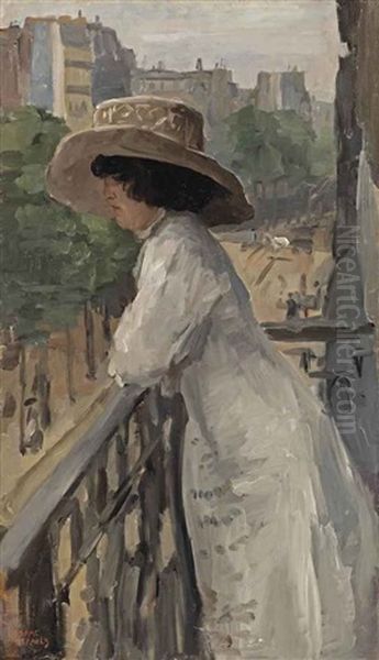 An Elegant Lady On A Balcony, Rue De Clignancourt, Paris - view 1
