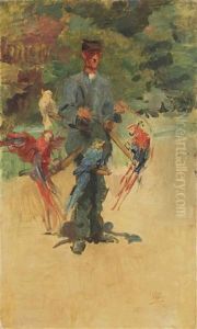 The Parrotman: The Guard Ponsen In The Zoo, The Hague by Isaac Lazarus Israels