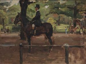 Horseback Riding In Hyde Park, Rotton Row, London by Isaac Lazarus Israels