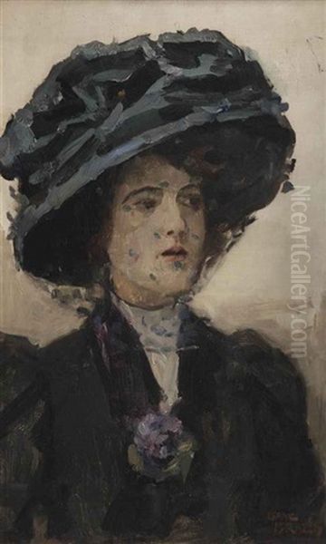 Elegant Lady With Blue Hat And Voile - view 1
