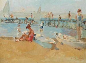 Figures On The Beach Of Viareggio, Italy
