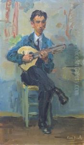 Man With A Mandolin by Isaac Lazarus Israels