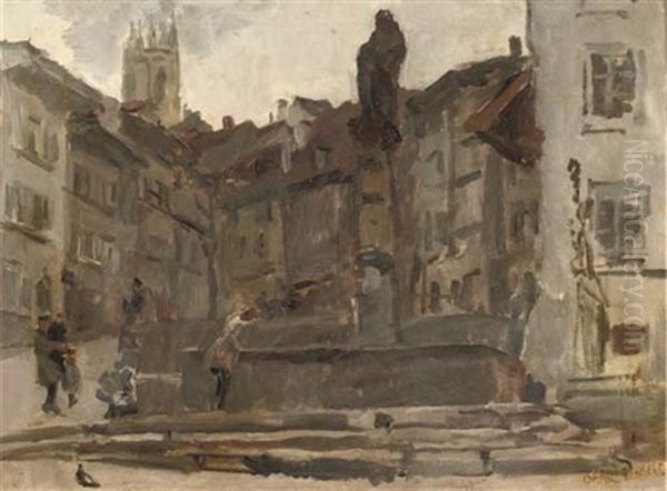 The Fontain St. Anne In Fribourg, Switzerland - view 1