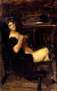 A Seated Lady In Black by Isaac Lazarus Israels