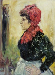 Portrait Of A Lady With A Red Scarf