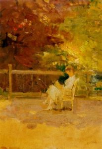 A Woman Reading On The Balcony Of Isaac Israels' Studio On The Koninginnegracht, The Hague by Isaac Lazarus Israels