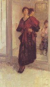 Mannequin In Front Of A Mirror, Hirsch by Isaac Lazarus Israels