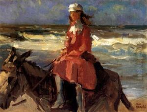 Donkey Riding On The Beach by Isaac Lazarus Israels