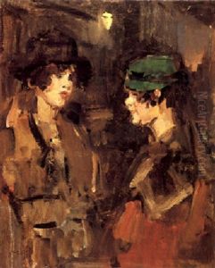Two Girls Chatting by Isaac Lazarus Israels