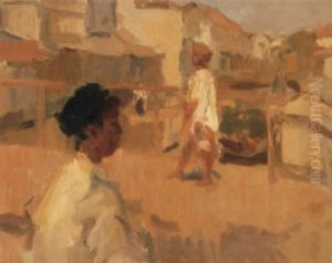 Figures On A Bridge In Batavia by Isaac Lazarus Israels