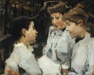 Three 'waspitten' On A Bridge by Isaac Lazarus Israels