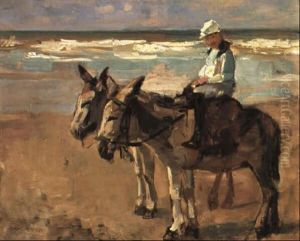 Donkey Riding On The Beach by Isaac Lazarus Israels
