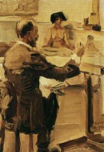 The Painter Marius Bauer In The Studio Of Isaac Israels by Isaac Lazarus Israels