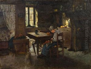 Woman Sewing by Jozef Israels