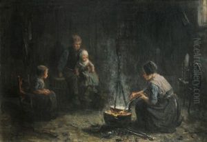 Family In An Interior by Jozef Israels
