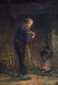 Man Lighting The Pipe by Jozef Israels