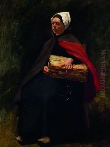 Peasant Woman Carrying Firewood by Jozef Israels