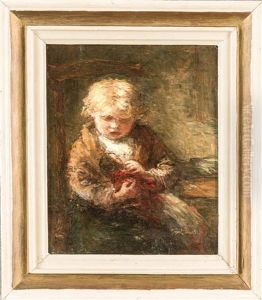 Bildnis Eines Kindes Mit Puppe In Dunkler Stube by Jozef Israels