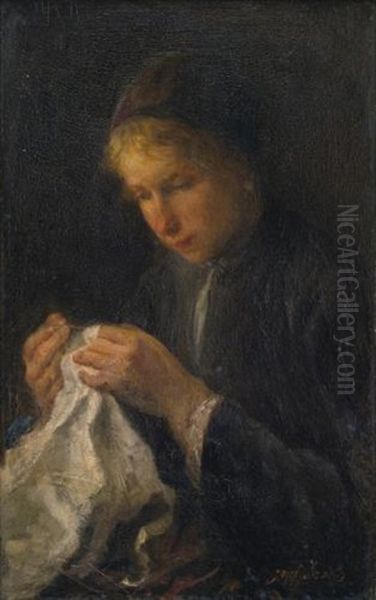 Woman Sewing - view 1