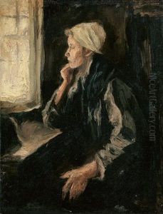 Interieur Mit Einer Frau Am Fenster by Jozef Israels