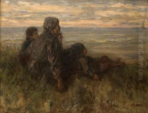 Family Waiting By The Sea by Jozef Israels