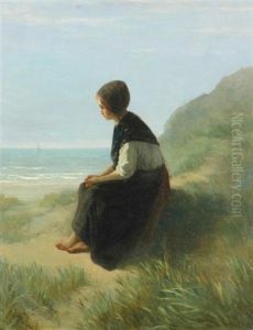 Woman Looking Out To Sea, Waiting by Jozef Israels