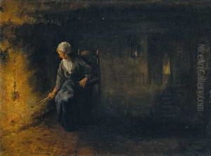 Frau Am Kamin by Jozef Israels