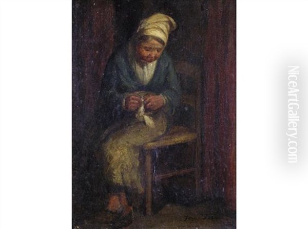 Untitled - Old Woman Knitting - view 1