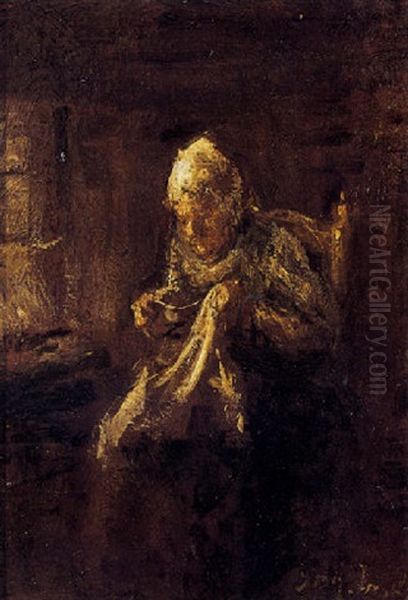 Woman Sewing - view 1