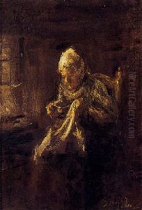 Woman Sewing by Jozef Israels