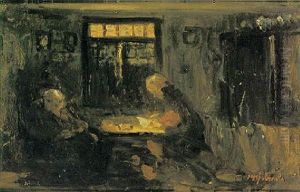 Women In An Interior by Jozef Israels