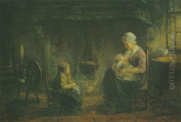 Interieur Met Moeder En Kinderen - view 1