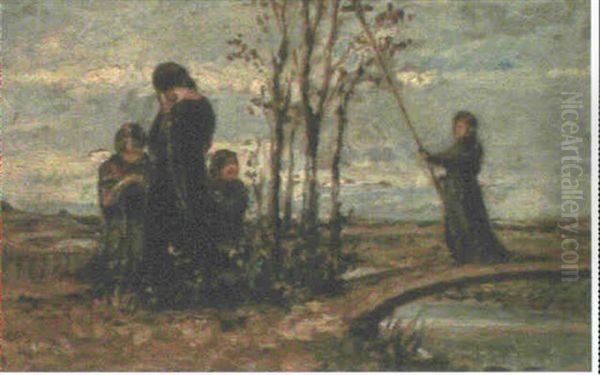 Pilgrims By A Stream - view 1