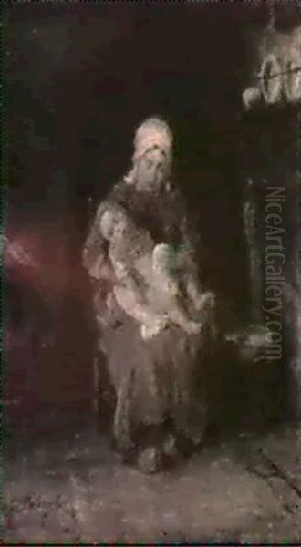 A Mother Washing Her Child In A Kitcheninterior - view 1