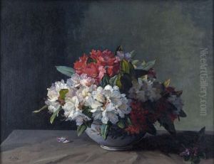 Rhododendrons In A Lustre Bowl by Hans (Jean) Iten