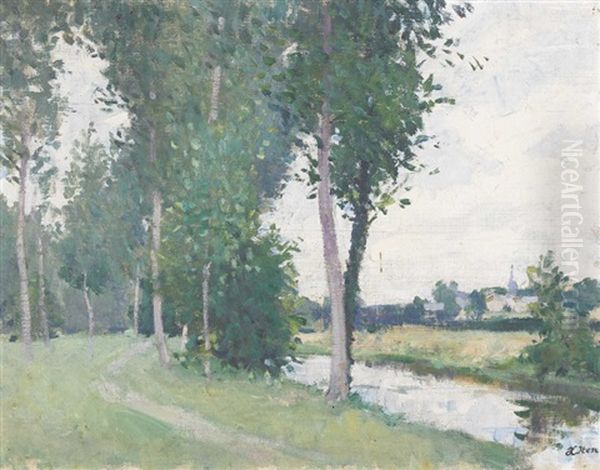 Von Baumen Gesaumtes Flussufer - view 1