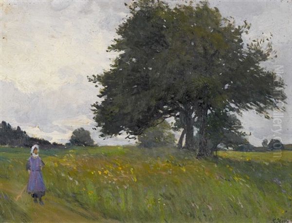 Wiesenlandschaft Mit Bauerin - view 1