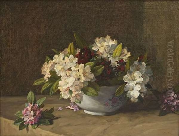 Still Life With Rhododendrons And Famille Rose Bowl - view 1