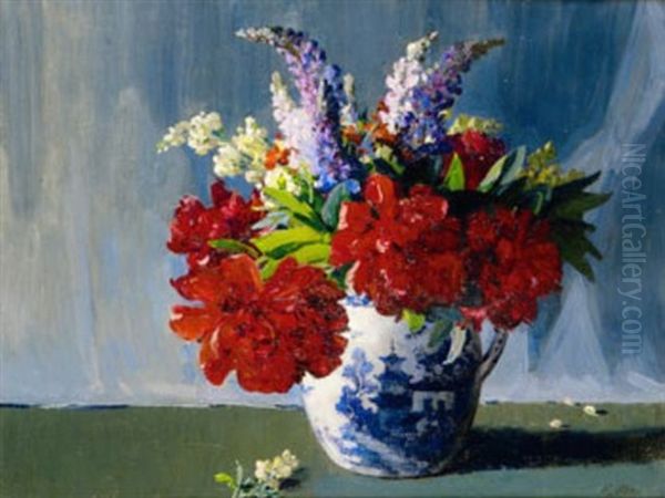 Still Life Of Peonies In Chinese Jug - view 1