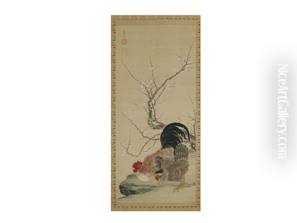 Rooster With Plum Blossoms - view 1