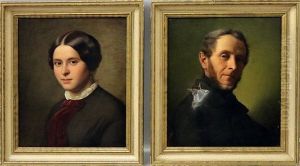 Damen- Und Herrenbildniss (mechthilde Leroy Und Friedrich Burkart) (pair) by Franz Ittenbach