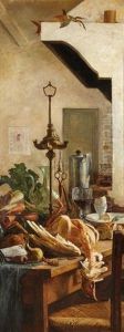 Nature Morte A La Pintade Et Lampe A Huile
